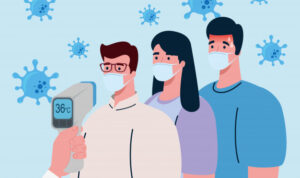 coronavirus hand holding infrared thermometer measure body temperature people check temperature 24877 64397