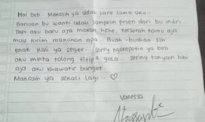 surat yang ditulis dan dibubuhi tanda tangan vanessa angel u yfpj
